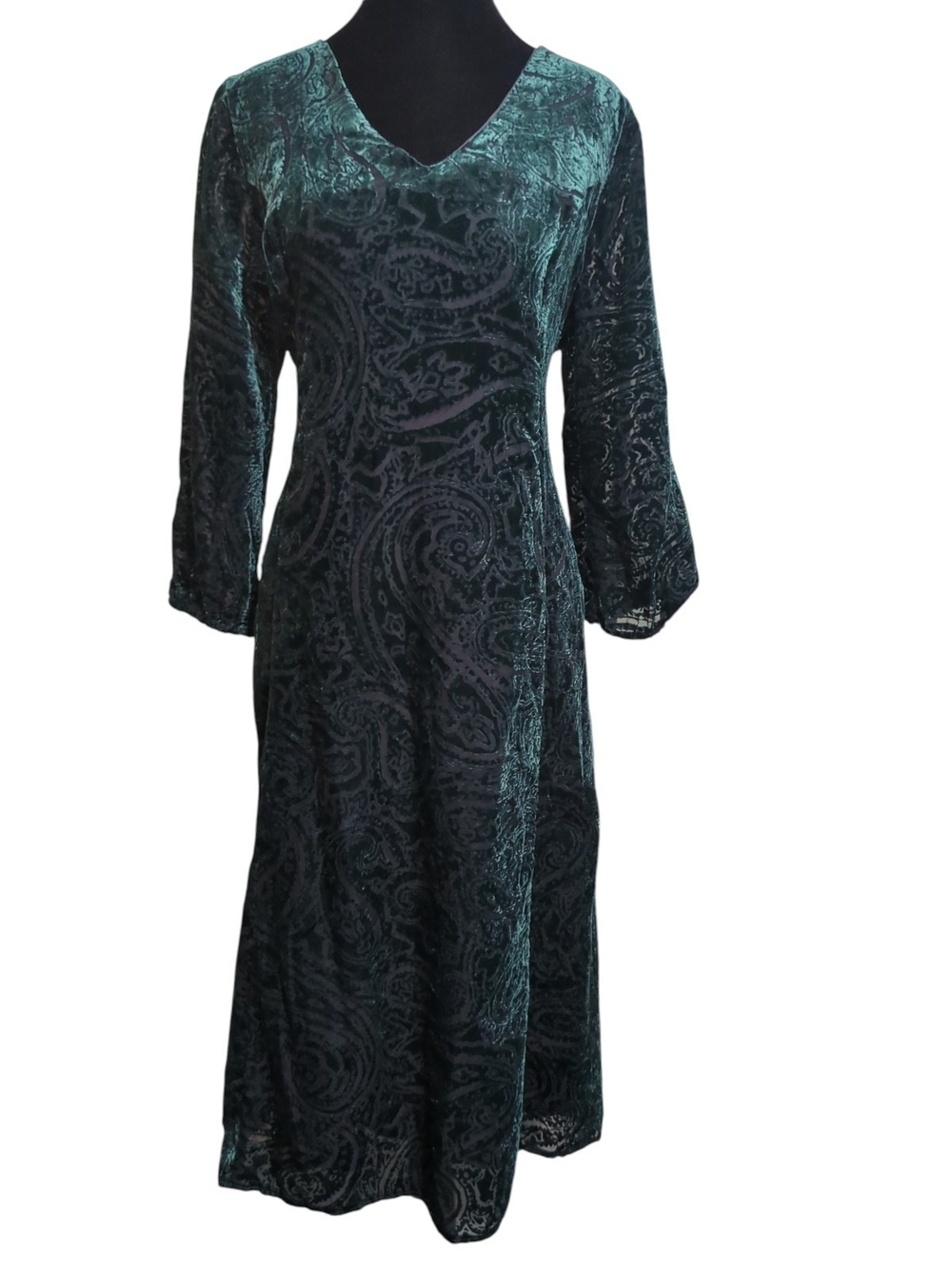 J. Jill Rare Presentation SAMPLE Holiday Burnout Velvet Paisley Midi Dress S